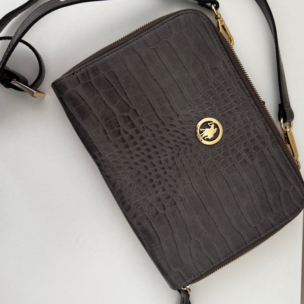 U.S. Polo Assn. Gray Crossbody Bag with Gold Accents